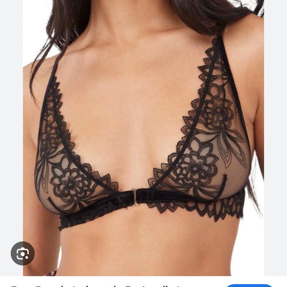Free People Amelie Black Lace Bra, Medium